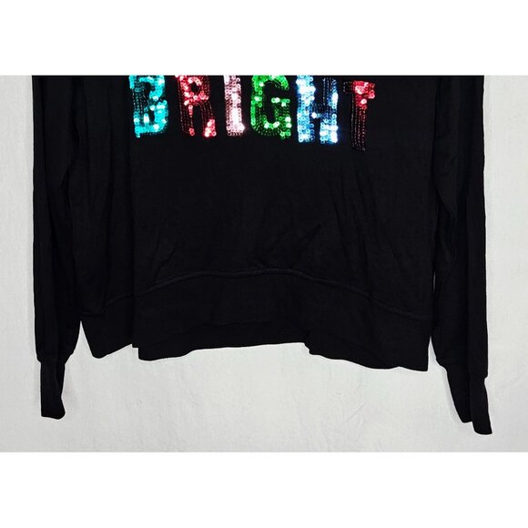 Cynthia Rowley Womens Black Long Sleeve Top With Colorful Sequin "Merry & Bright - Picture 4 of 7